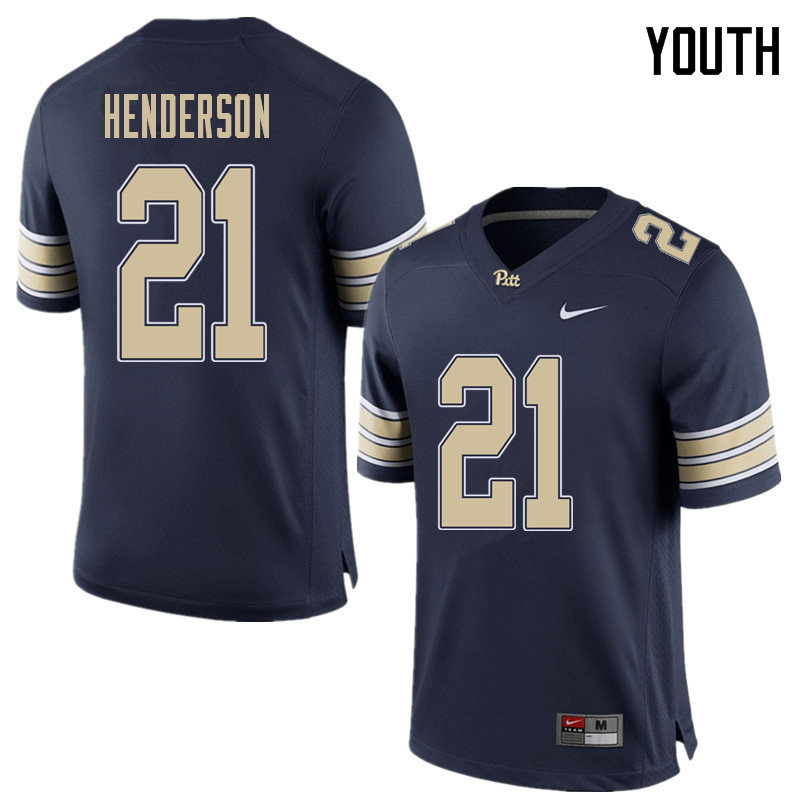 Youth #21 Malik Henderson Pittsburgh Panthers College Football Jerseys Sale-Home Blue